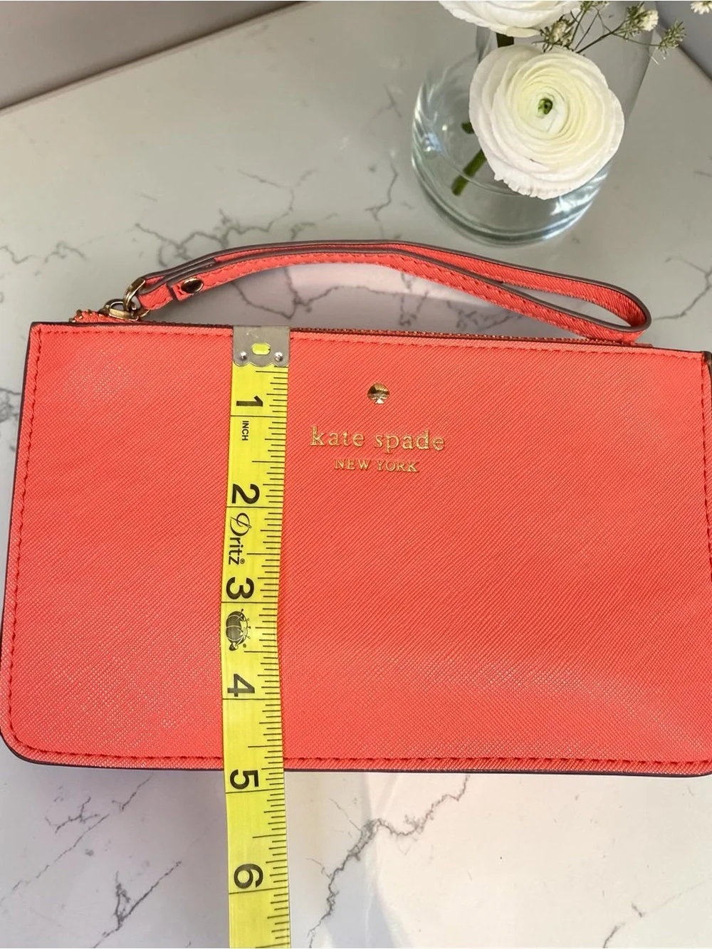 Kate Spade Saffiano Leather Coral Wristlet